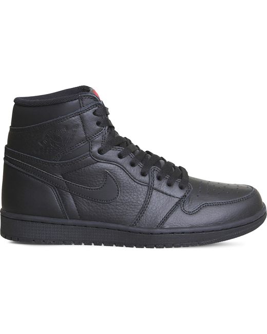 Nike Air Jordan 1 Retro Leather High-top Trainers in Black for Men | Lyst