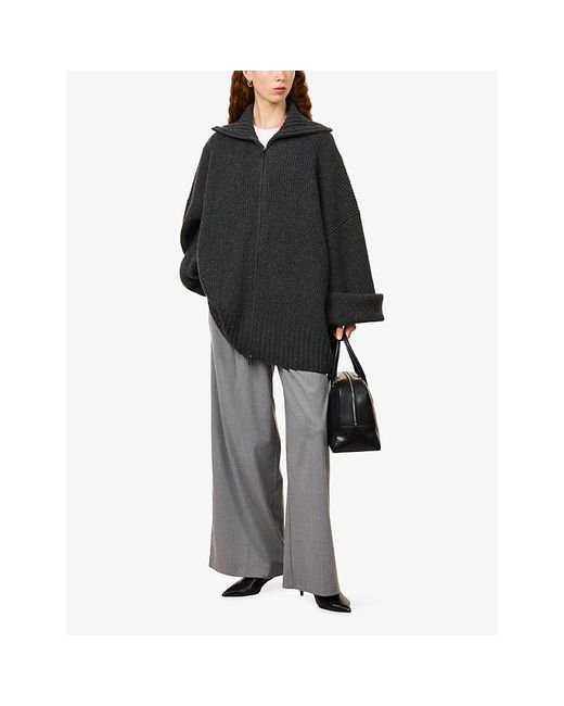 Frankie Shop Blue Veda Knitted Wool Cardigan