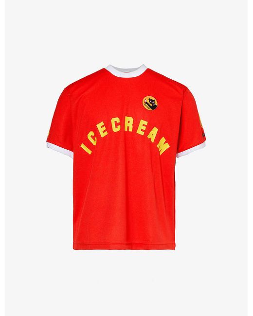 ICECREAM Red Football Jersey Branded Woven T-shirt X for men