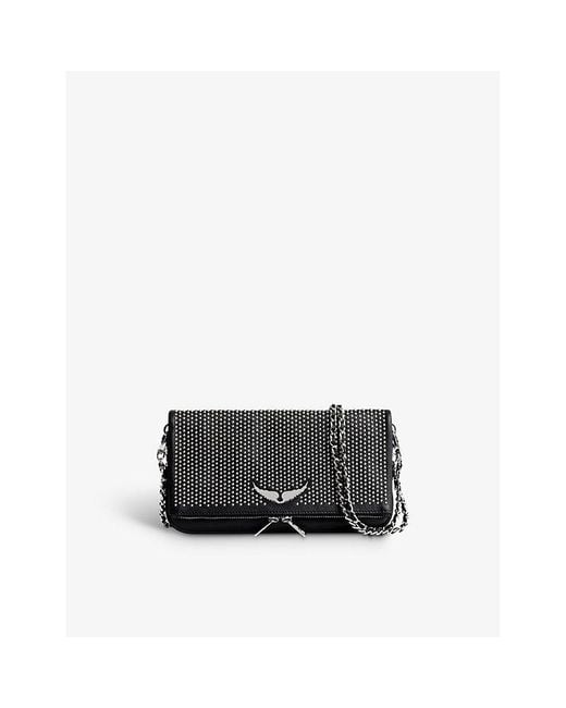 Zadig & Voltaire Black Rock Stud-embellished Leather Clutch Bag