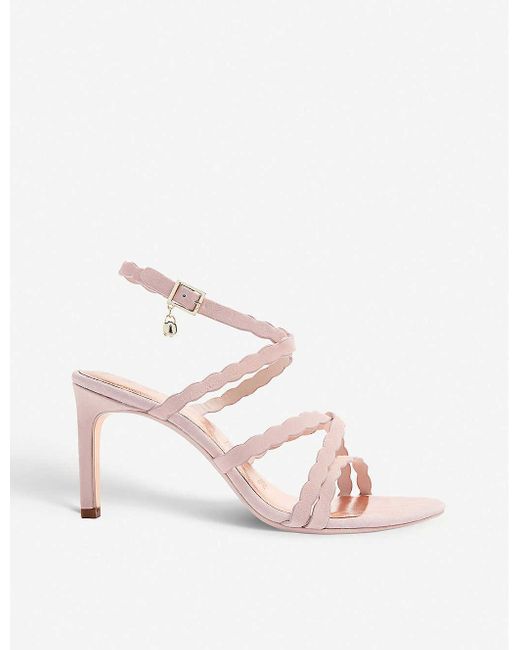Ted Baker Lillys Scallop-strap Suede Heeled Sandals in Pink | Lyst