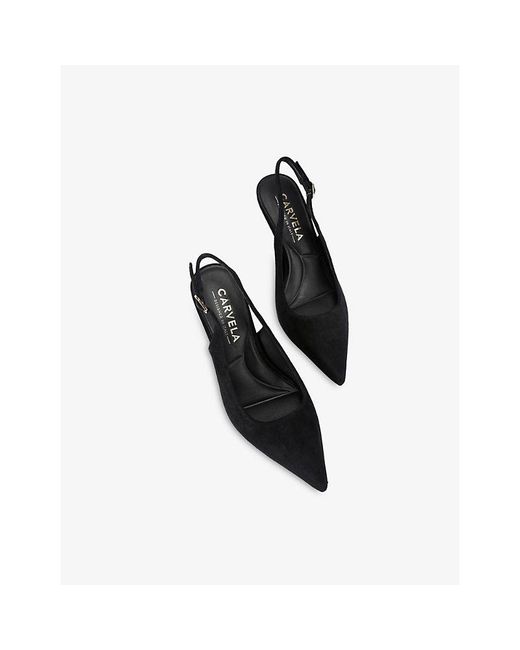 Carvela Kurt Geiger Black Spirited Suede Heeled Slingback Courts