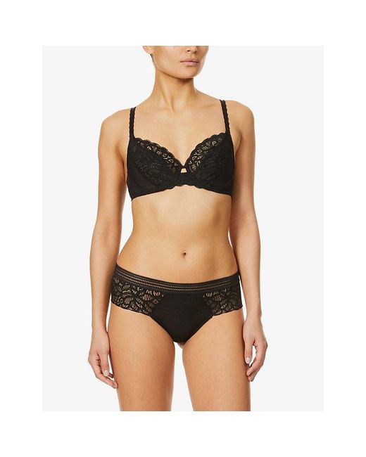 Wacoal Black Raffiné Underwired Stretch-Lace Bra