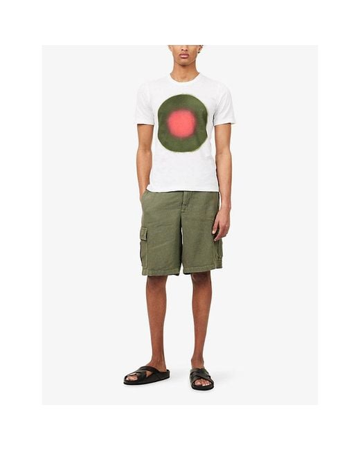 120% Lino Green Bermuda Linen Shorts for men