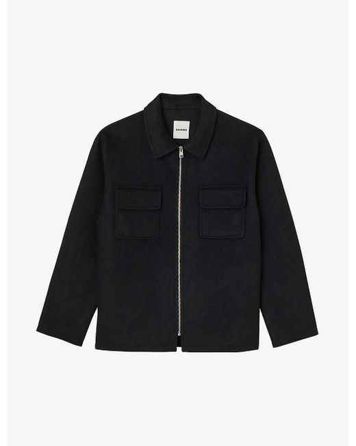Sandro Beta Zip-through Wool-blend Jacket X in Black for Men | Lyst