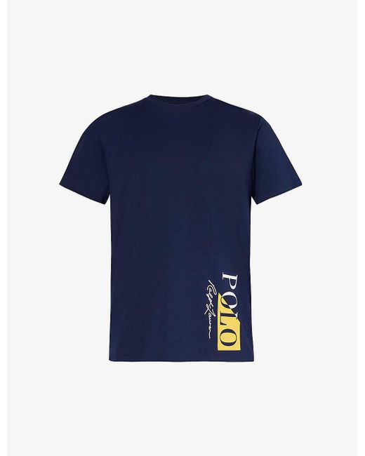Polo Ralph Lauren Blue Logo Text-print Cotton-blend Jersey T-shirt for men