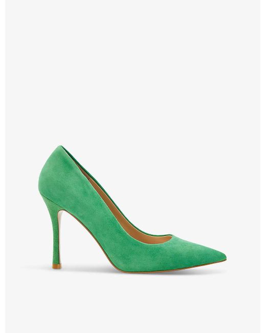 Dune Green Atlanta Pointed-toe Suede Courts