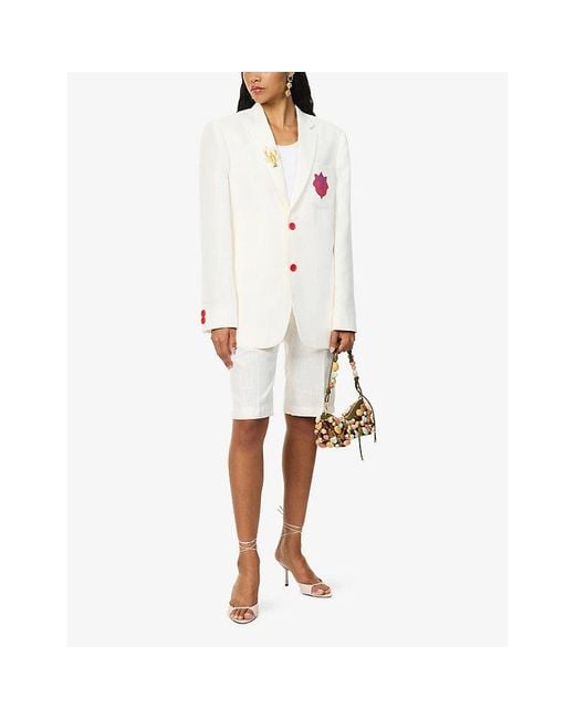 Ara White Tailored Relaxed-Fit Tweed Shorts