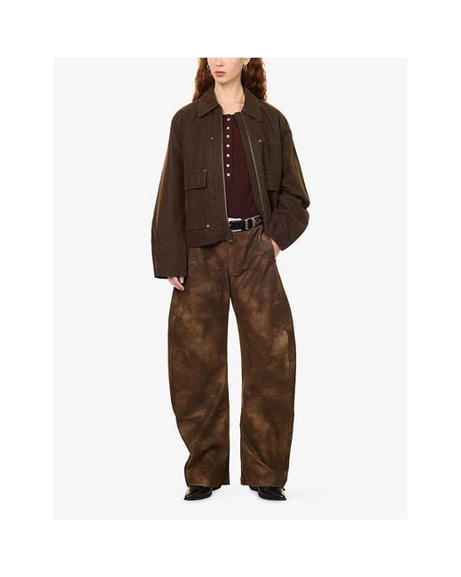 Free People Brown Blair Boxy-Cut Faux-Suede Jacket