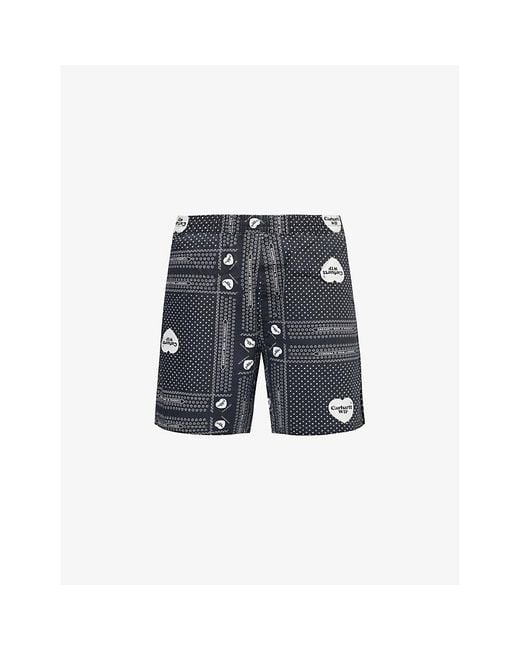 Carhartt Gray Heart Bandana Graphic-print Cotton Shorts for men