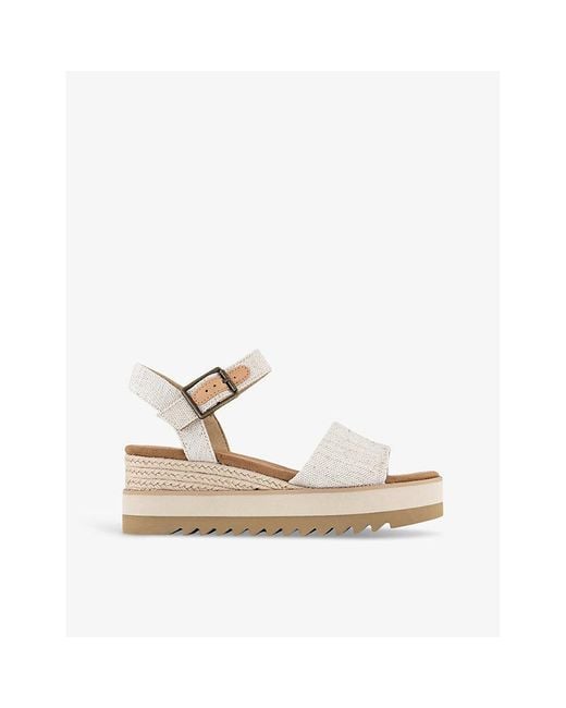 TOMS Natural Diana Ankle-Strap Leather Wedge Sandals