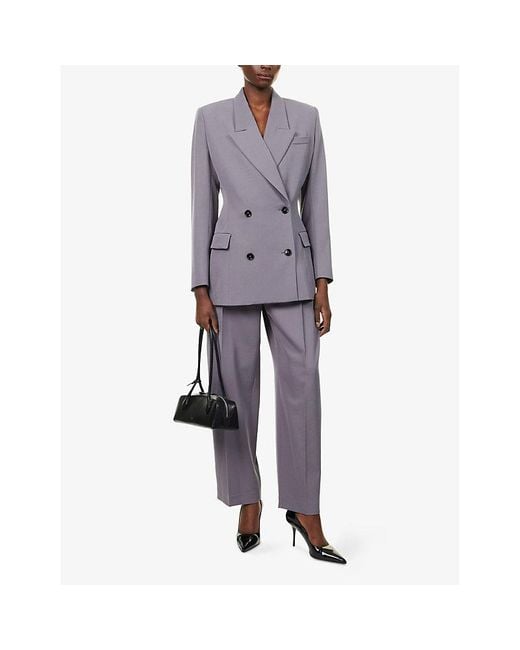 Alaïa Purple Double-Breasted Tailored Wool Jacket