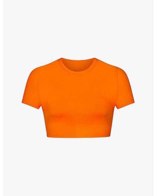 Skims Orange T-shirt Recycled Stretch-nylon Bikini Top X