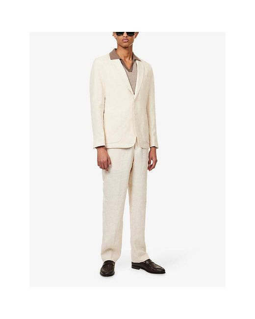 Percival Natural Tailored Single-Breasted Linen And Cotton-Blend Blazer for men