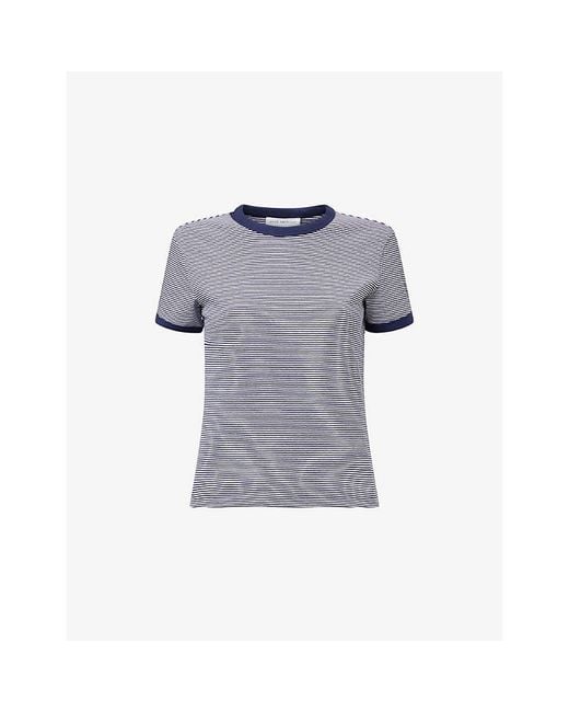 GOOD AMERICAN Blue Slim-Fit Striped Stretch-Cotton T-Shirt