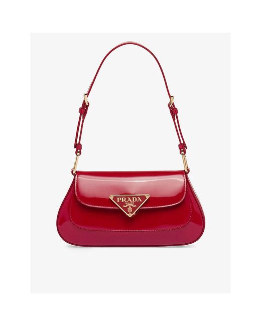 Prada Red Cleo Patent-leather Shoulder Bag