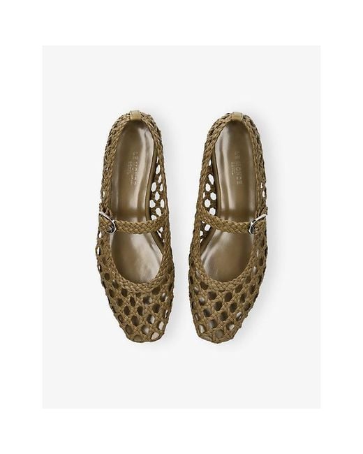 Le Monde Beryl Green Mary Jane Woven-Leather Pumps
