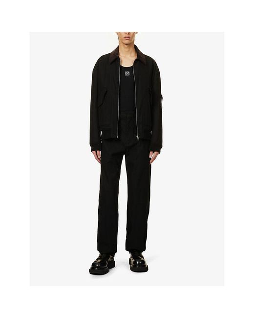 Loewe Black Panelled Relaxed-fit Cotton-twill Cargo Trousers for men