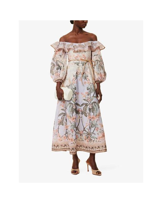 【Zimmermann】Wylie floral linen midi dress Zimmermann Wylie floral linen midi dress Zimmermann