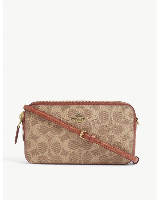 COACH Kira Signature Leather Crossbody Bag in b4/Tan Rust (Brown) Lyst