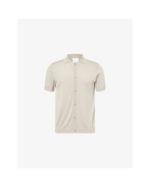 Raith White Pedro Button-Up Knitted Polo Shirt for men
