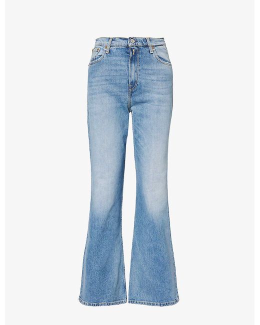 Replay Blue Teia Regular-fit Flared-leg Stretch-denim Jeans