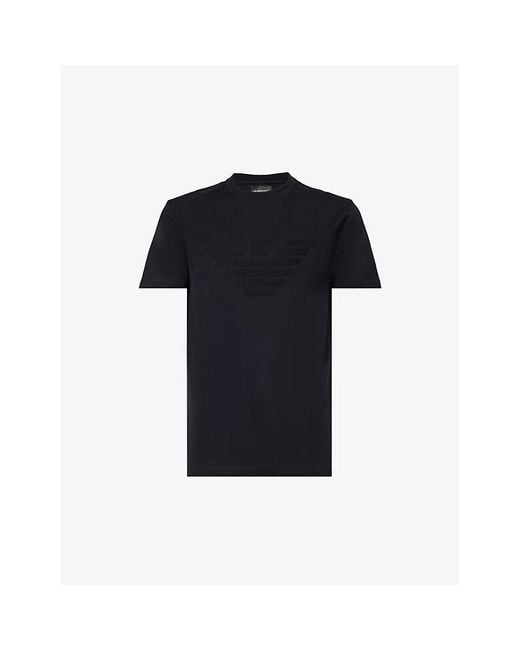 Emporio Armani Black Logo-print Cotton-jersey T-shirt for men