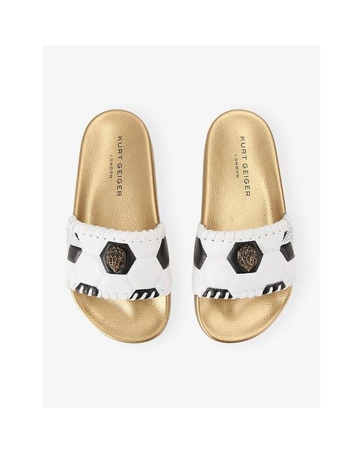Kurt Geiger Natural Meena Eagle Footy Faux-Leather Slides