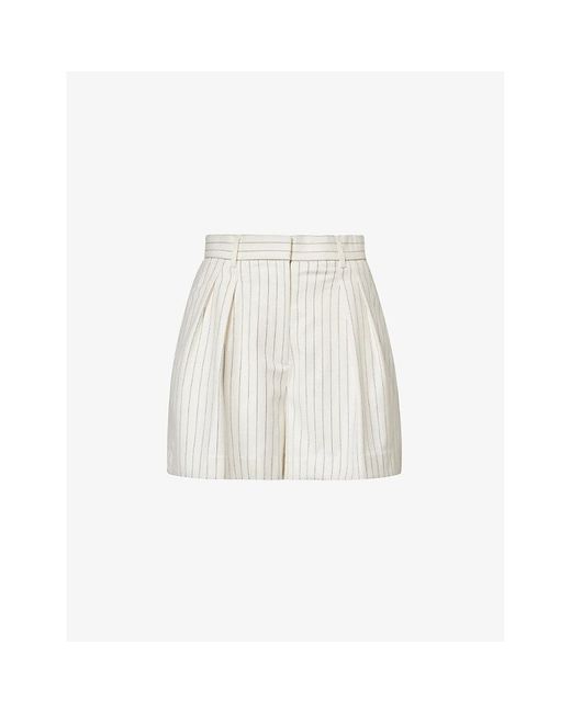 Rebecca Vallance White High-rise Striped-pattern Stretch-woven Shorts