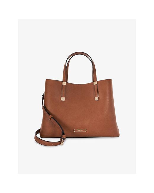 Dune Brown Dorry Large Faux-Leather Tote Bag