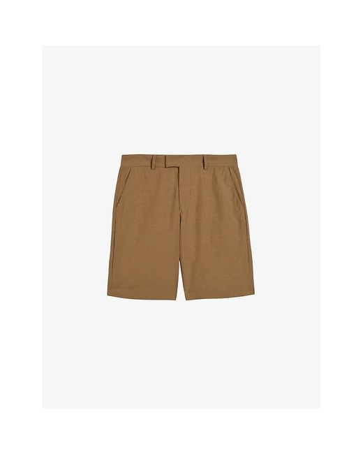Ted Baker Natural Cleeves Straight-leg Cotton And Linen Shorts for men