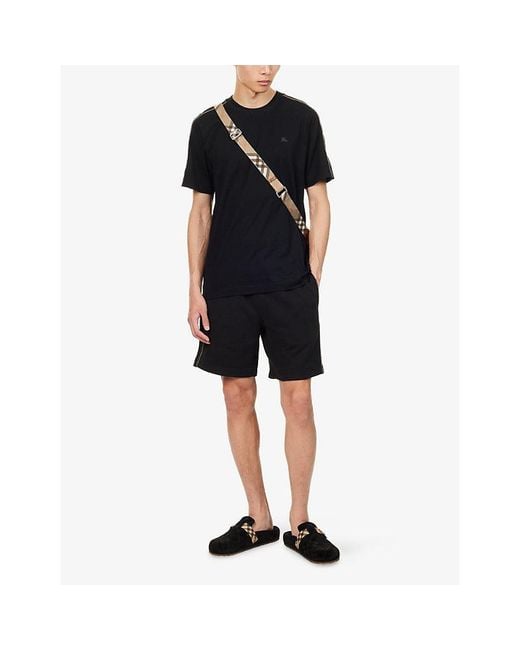 Burberry Blue Check Piping Cotton-Jersey Shorts for men