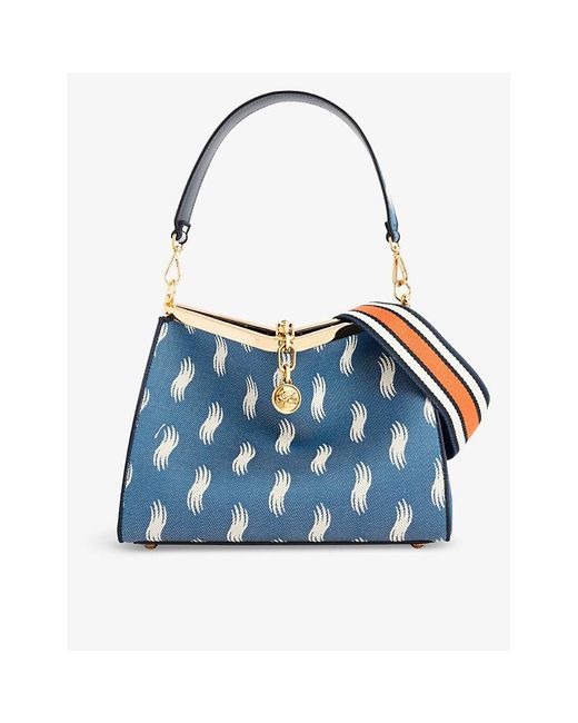 Etro Blue Vela Cotton Top-handle Bag