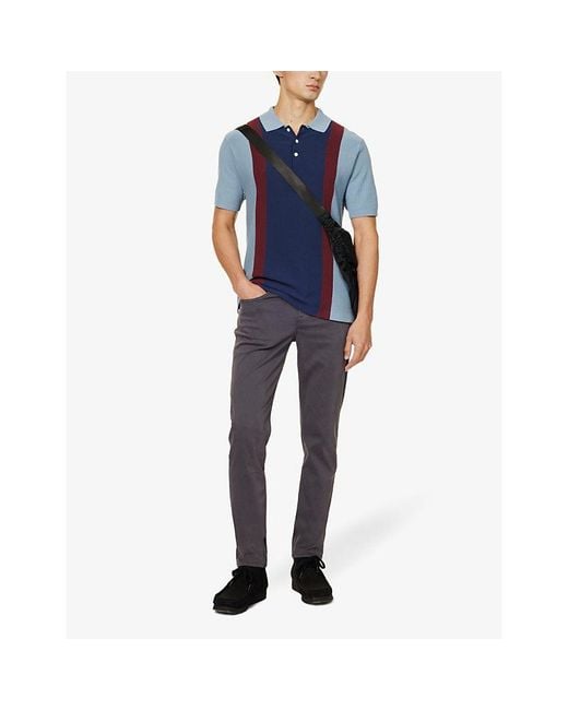 7 For All Mankind Blue Brand-Patch Belt-Loop Regular-Fit Stretch-Denim Jeans for men