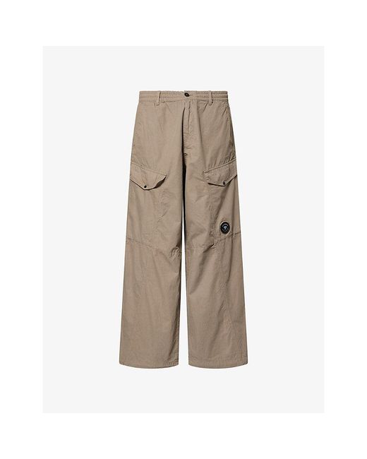C P Company Natural Microreps Boxy-Fit Cotton Trousers for men