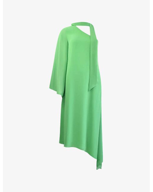 Ro&zo Green Oona One-shoulder Recycled-polyester Maxi Dress