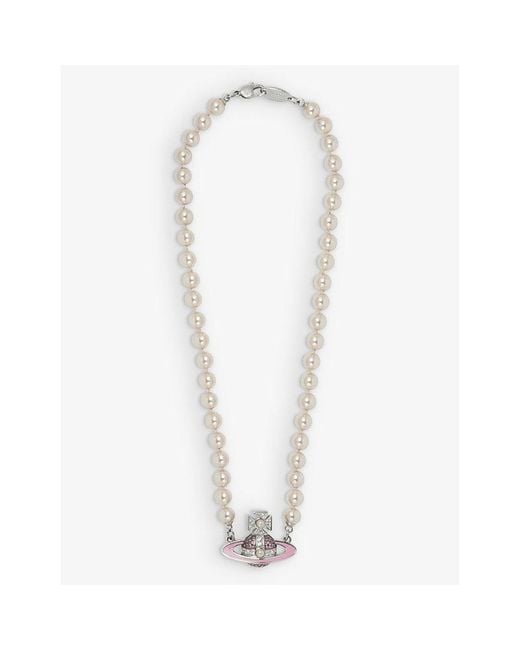 Vivienne Westwood White Roxanne Silver-plated Brass And Pearl Necklace