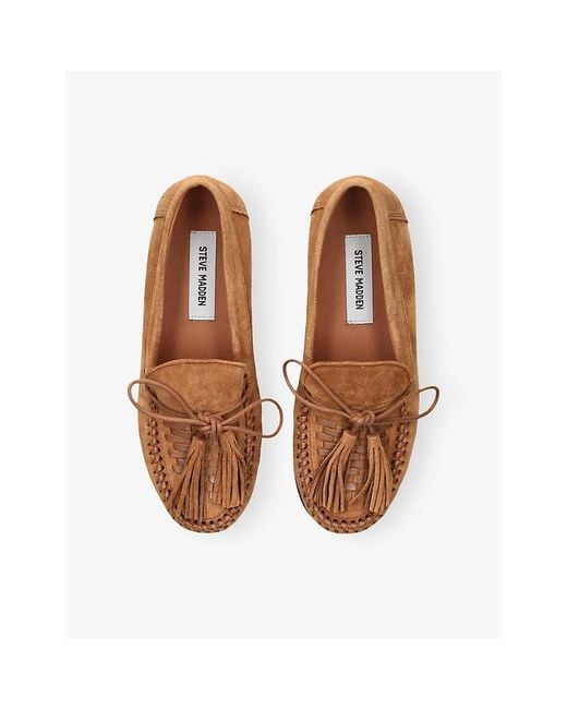 Steve Madden Brown Yaira Tassel Suede Loafers