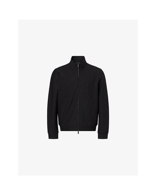 Emporio Armani Black Zip High-Neck Cotton-Blend Track Jacket for men