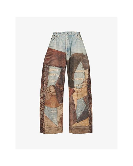 Acne Multicolor Trompe-l'oeil Print Wide-leg Cotton Trousers for men