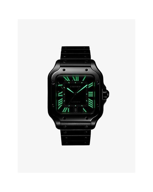 Cartier Green Santos De Watch Large Model Steel Watch 9.8Mm for men