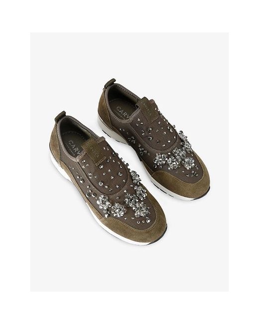 Carvela Kurt Geiger Green Tempo Jewel Slip-On Woven Trainers