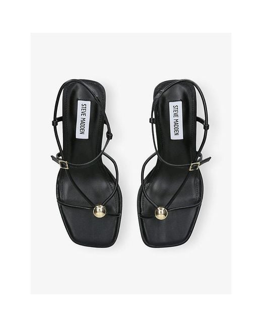 Steve Madden Black Jackpots Faux-Leather Heeled Sandals