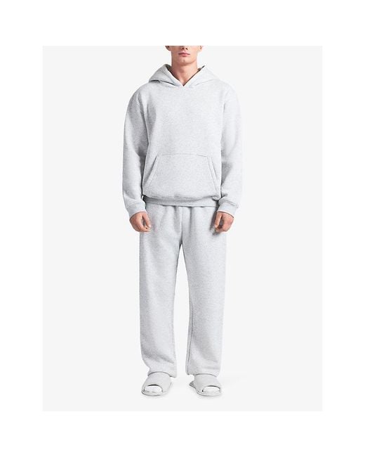 Skims White Lounge Relaxed-Fit Cotton-Fleece Hoody for men