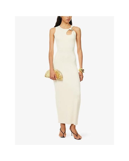 4th & Reckless White Elexi Sleeveless Hardware-Cut Out Woven Maxi Dress