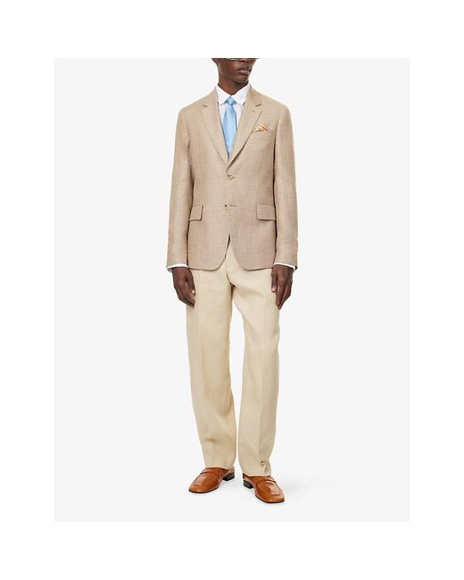 Paul Smith Natural Single-Breasted Buggy-Lined Linen And Wool-Blend Blazer for men