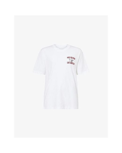 True Religion White Buddha Logo-Print Cotton T-Shirt for men