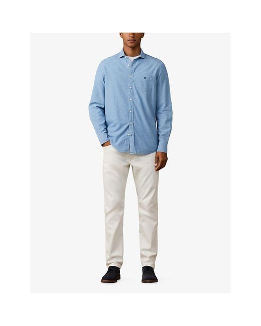 Hackett Blue Heritage Classic-Fit Chambray Cotton Shirt for men