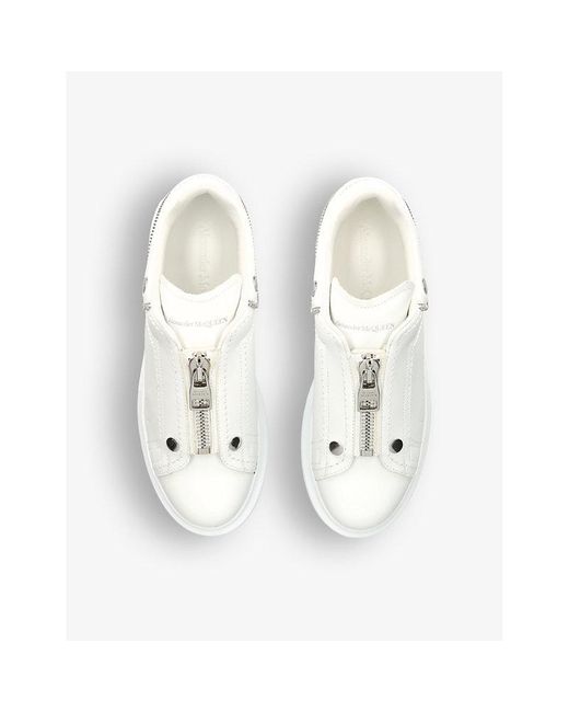 Alexander McQueen White Runway Zip-up Leather Low-top Trainers for men