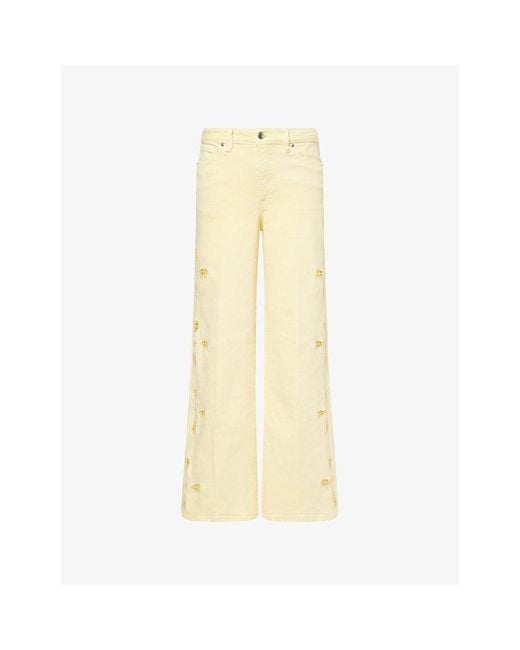 GOOD AMERICAN Yellow Good Waist Palazzo Stretch-Denim Jeans